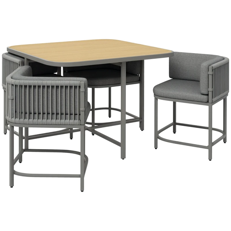 Outsunny 4-Seater Rattan Cube Garden Furniture Set with Cushions - Grey