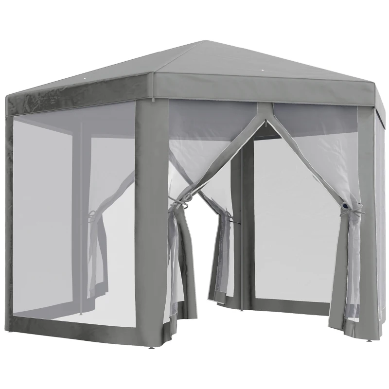 Outsunny Tenda Elegante Hexagonal para Eventos Metálica em Poliéster Cinza