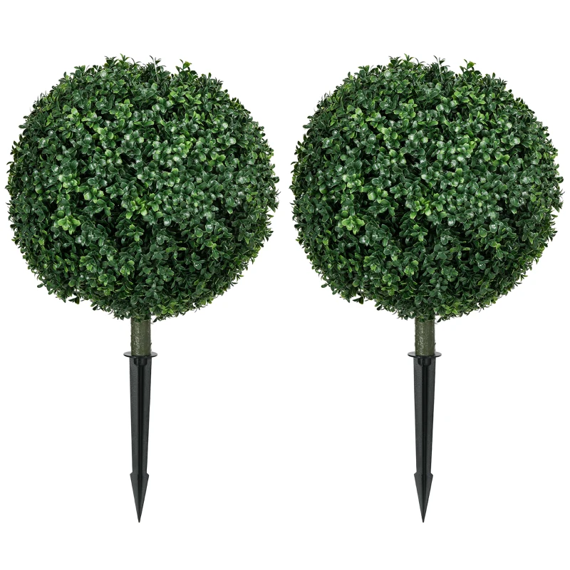 HOMCOM Conjunto de 2 Arbustos de Buxo Artificial Realista Resistente Às Intempéries Fácil de Cuidar 70 cm