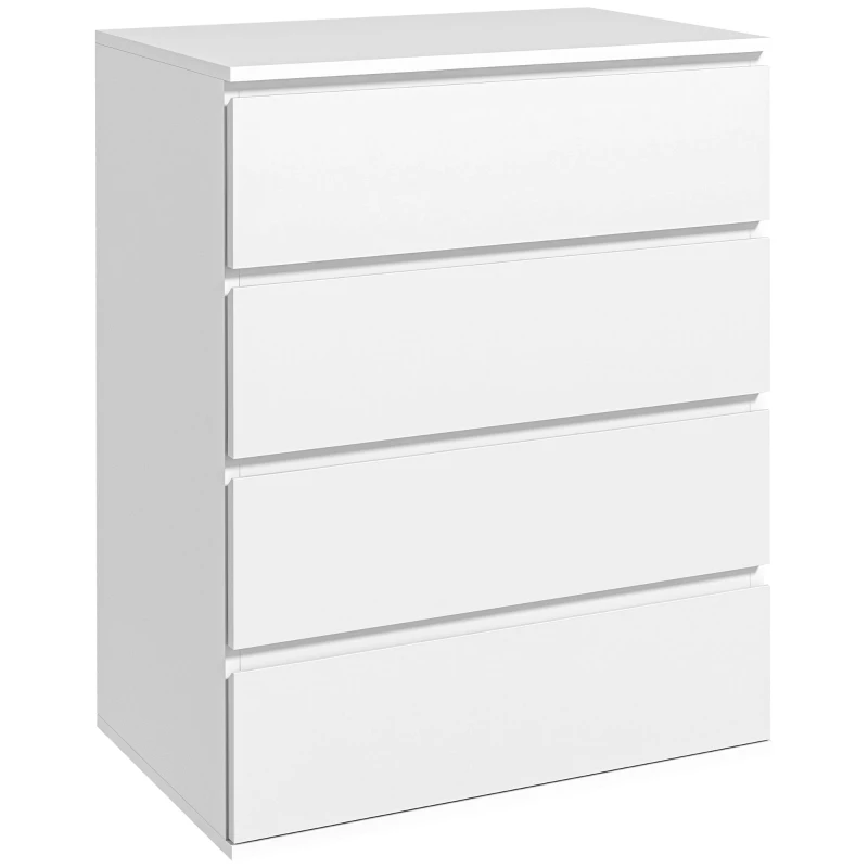 HOMCOM Cômoda 4 Gavetas Móvel de Armazenamento estilo Minimalista 60x40x80 cm Branco