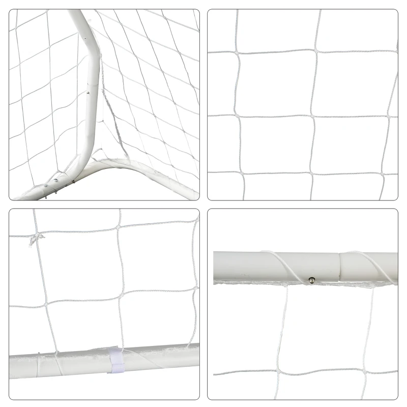 HOMCOM Baliza de Futebol para Treino 301x120x200 cm com Estrutura em Metal Epóxi Rede PP Estacas Incluídas Branco