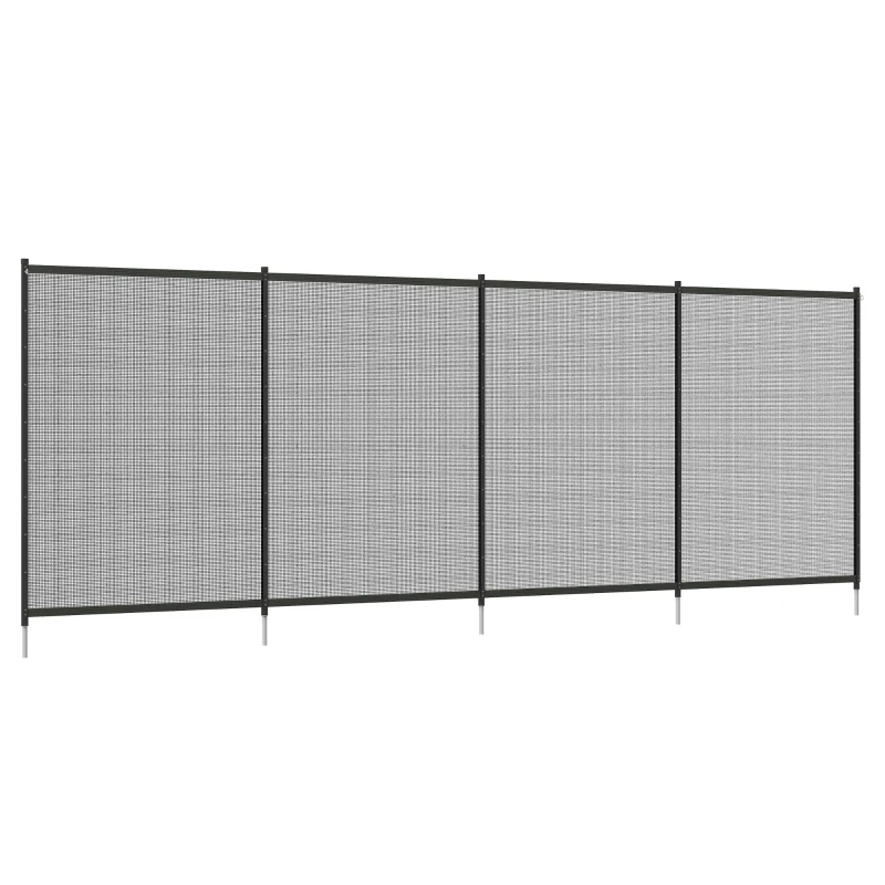 Outsunny Cerca de Segurança para Piscina com Rede Conjunto de 4 Painéis 365x126 cm Preto
