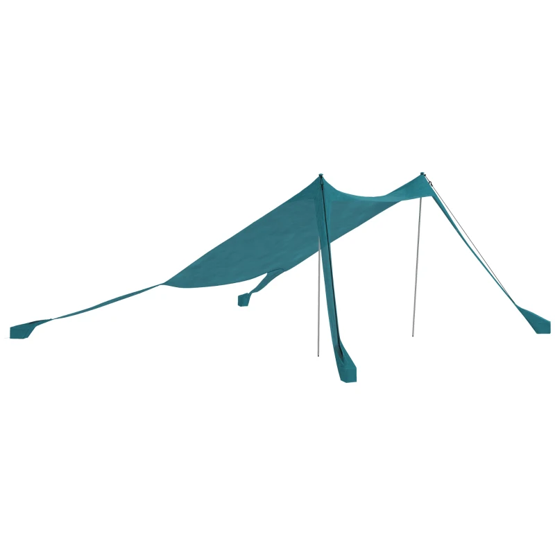 Outsunny Tenda de Praia Abrigo Solar de Acampamento Lona com 2 Postes Toldo de Sombra Externo 215x200x200 cm