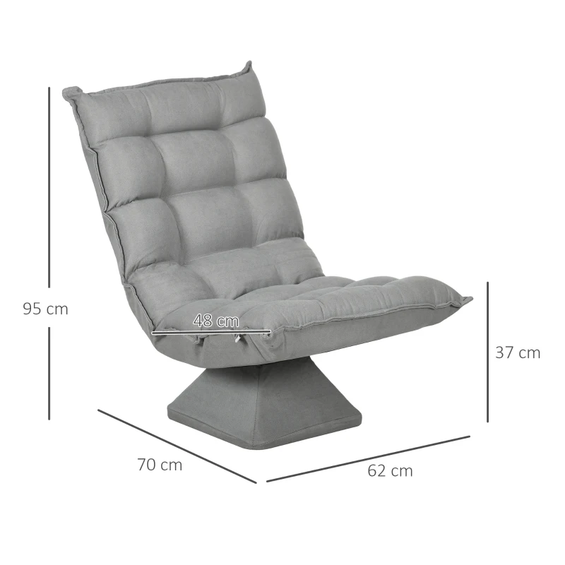 HOMCOM Cadeirão de Chão Preguiçoso Cadeirão de lazer cadeirão Lounge estilo Acolchoado Inclinação Do Encosto Ajustável Giratório 360°