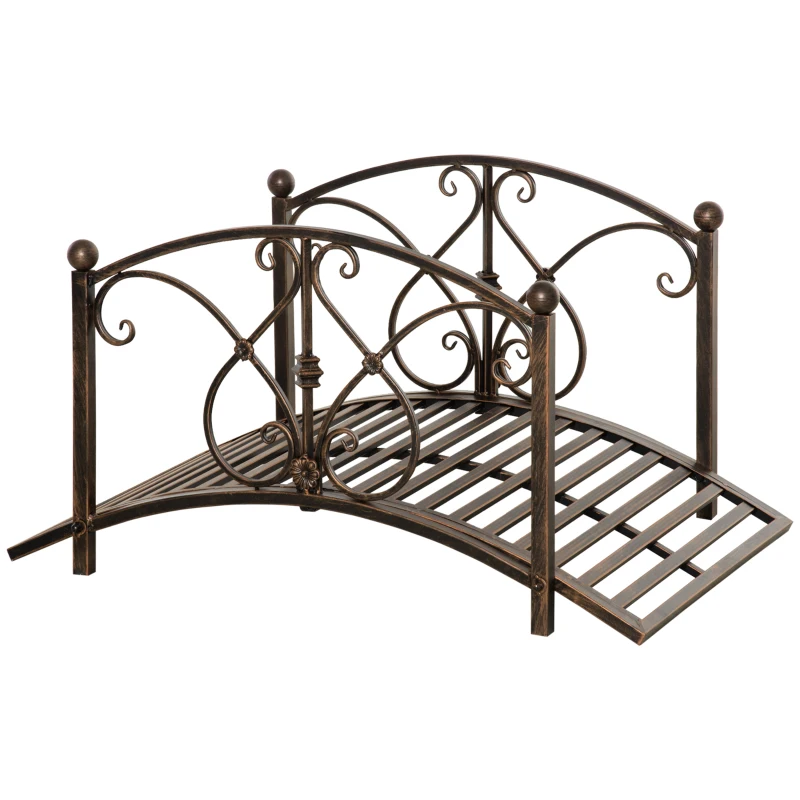 Outsunny Ponte de Jardim Vintage com Elementos Florais em Metal 99x68x53 cm Preto