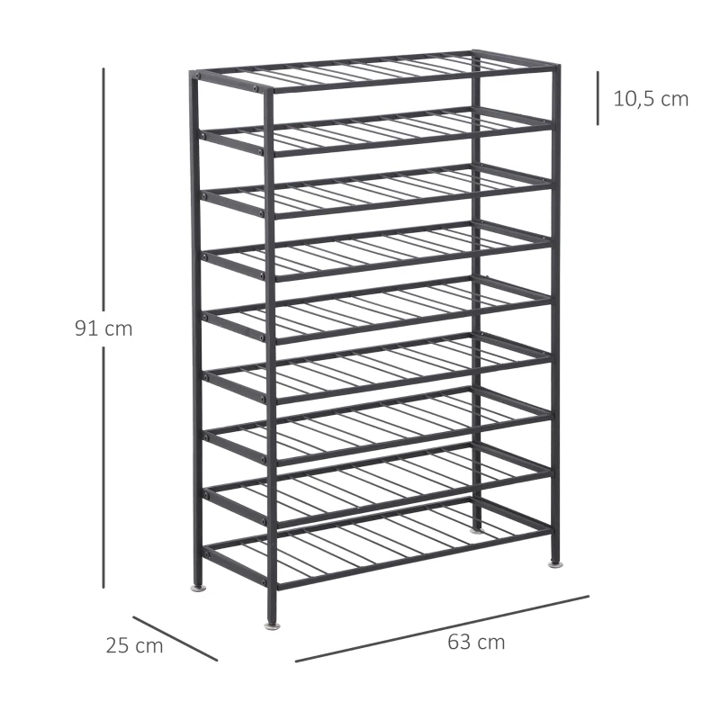 HOMCOM Prateleira de Vinho para Garrafas Rack Capacidade 54 Garrafas 63x25x91 cm Metal Preto