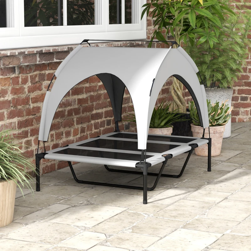 Pawhut Cama Elevada Confortável para Cães com Proteção UV  106x76x94 cm Cinza