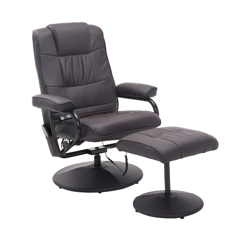 HOMCOM Poltrona de Massagem Relaxante Puff para Pés 10 Pontos de Vibração 1 Controle Remoto 77x84x95 cm Marrom
