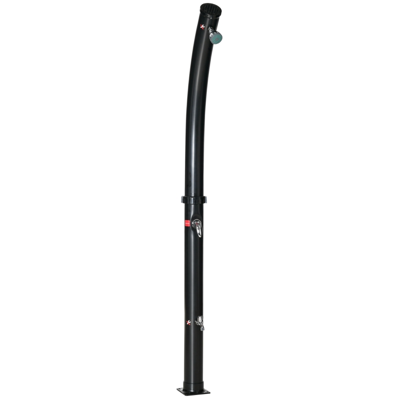 Outsunny Duche Solar de Jardim Solar 20 Litros Temperatura da Água Ajustável Até 60℃ para Camping Piscina Praia Preto