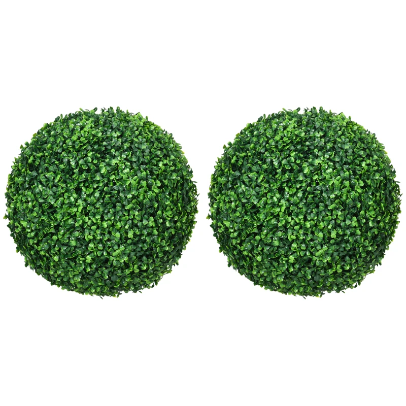 HOMCOM Conjunto de 2 Bolas de Buxo Artificiais de 40 cm decoração para Interior ou Exterior Verde