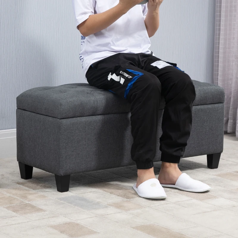 HOMCOM Elegante Banco com Armazenamento em Cinza Escuro