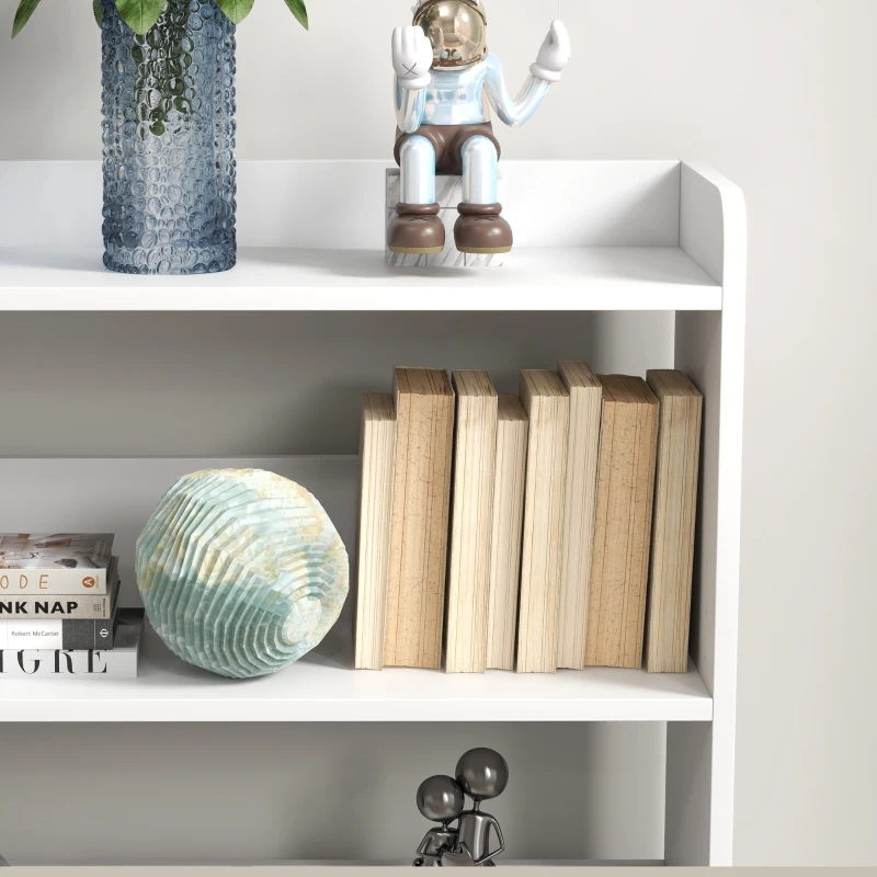 HOMCOM Biblioteca Estante de Armazenamento 90x24x91 cm 4 Níveis 3 Painéis Traseiros Painéis de Partículas Branco