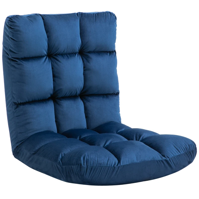 HOMCOM Sofá Conversível Sofá Preguiçoso Conforto Inclinação de Encosto Multi Posições 90° 180° Flanela Poliéster Acolchoado Azul Rei
