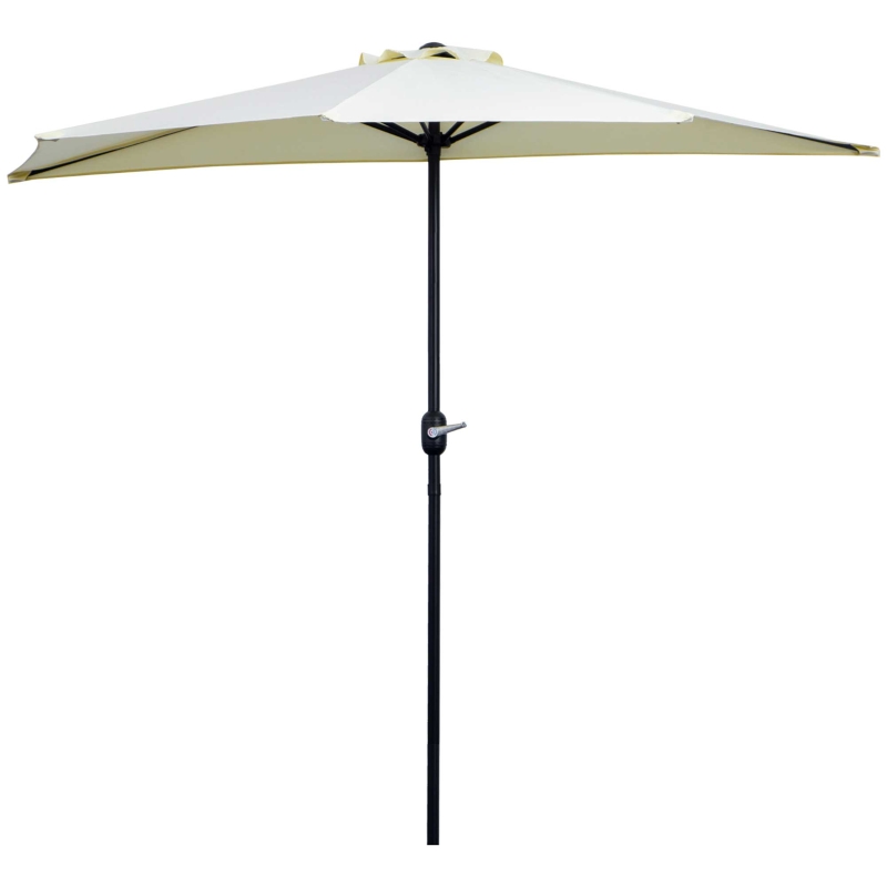 Outsunny Meio Guarda Sol Ø 2,6 m Guarda Sol de Varanda 5 Varetas Aço Poliéster Bege