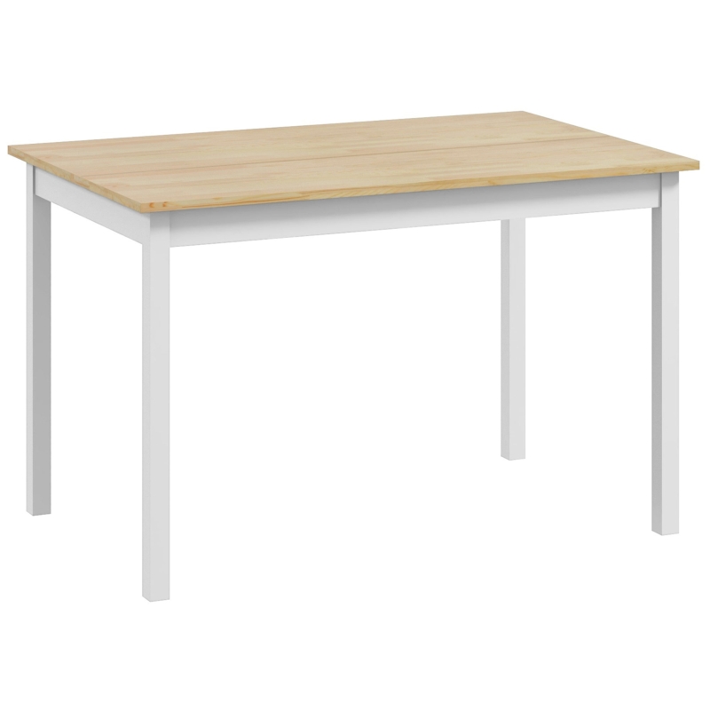 HOMCOM Mesa de Jantar Mesa de Cozinha Estrutura em Madeira Maciça 4 Pessoas estilo Vintage 120 cm Natural e Branco
