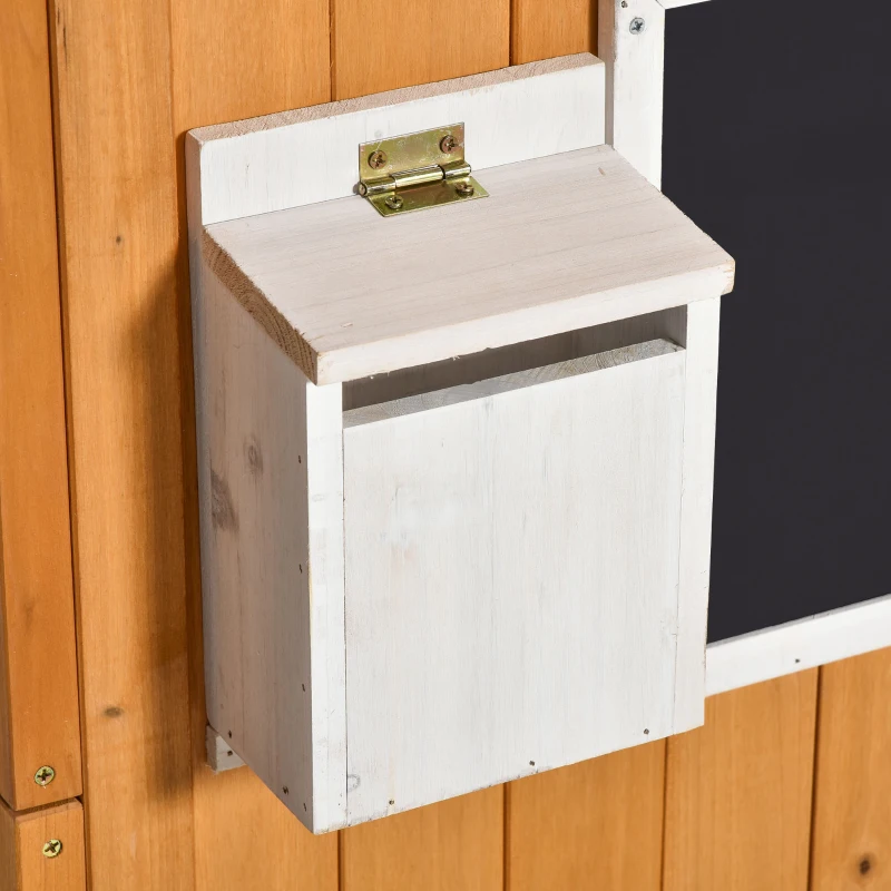 Outsunny Cabana de Jogo para Criança Casa de Jardim em Madeira Porta e Janelas Banco Caixa de Correio Quadro de 3-8 Anos