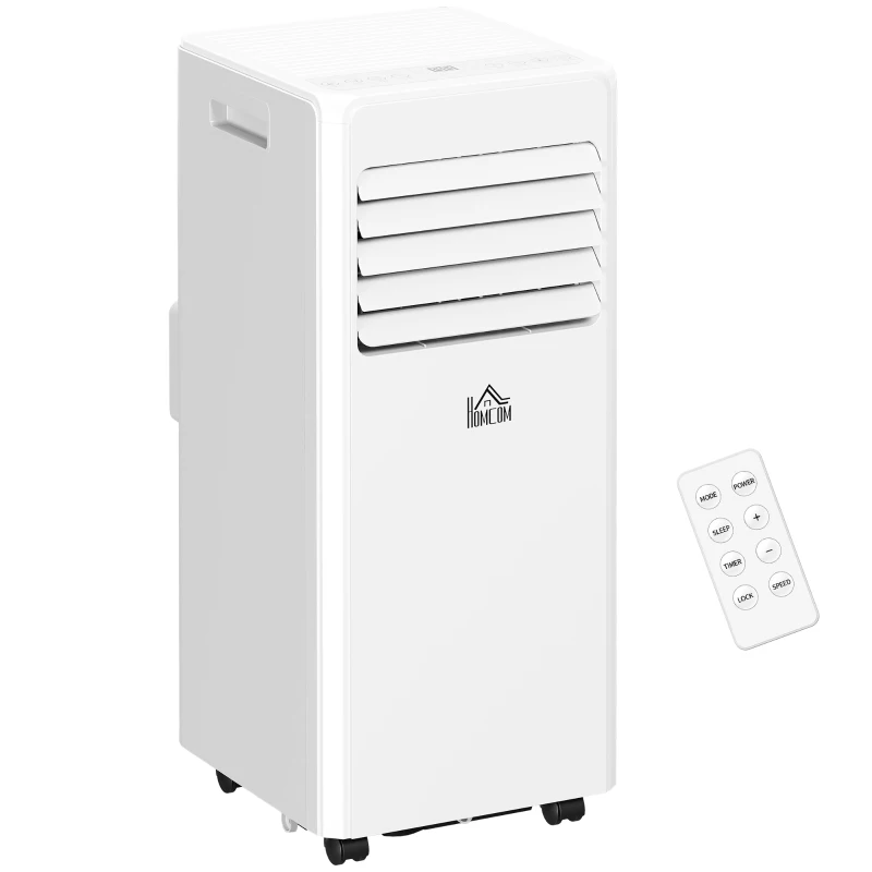 HOMCOM Ar Condicionado Portátil 9000 Btu/H 4 em 1 Arrefecimento Ventilador desumidificador Temporizador 24H Comando Remoto Branco