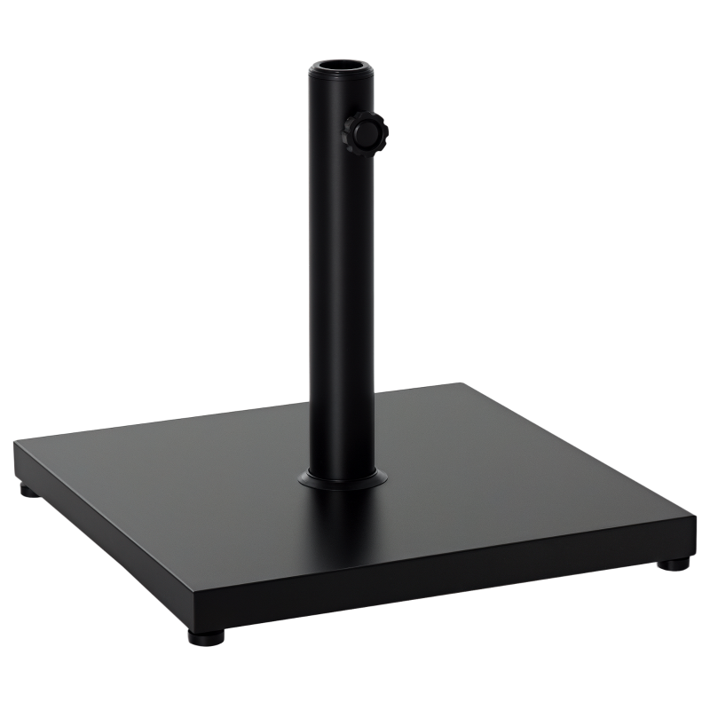 Outsunny Base per Ombrellone Quadrata da 18kg per Pali da Ø3/3.5/3.8 cm, 45x45x39 cm, Nero