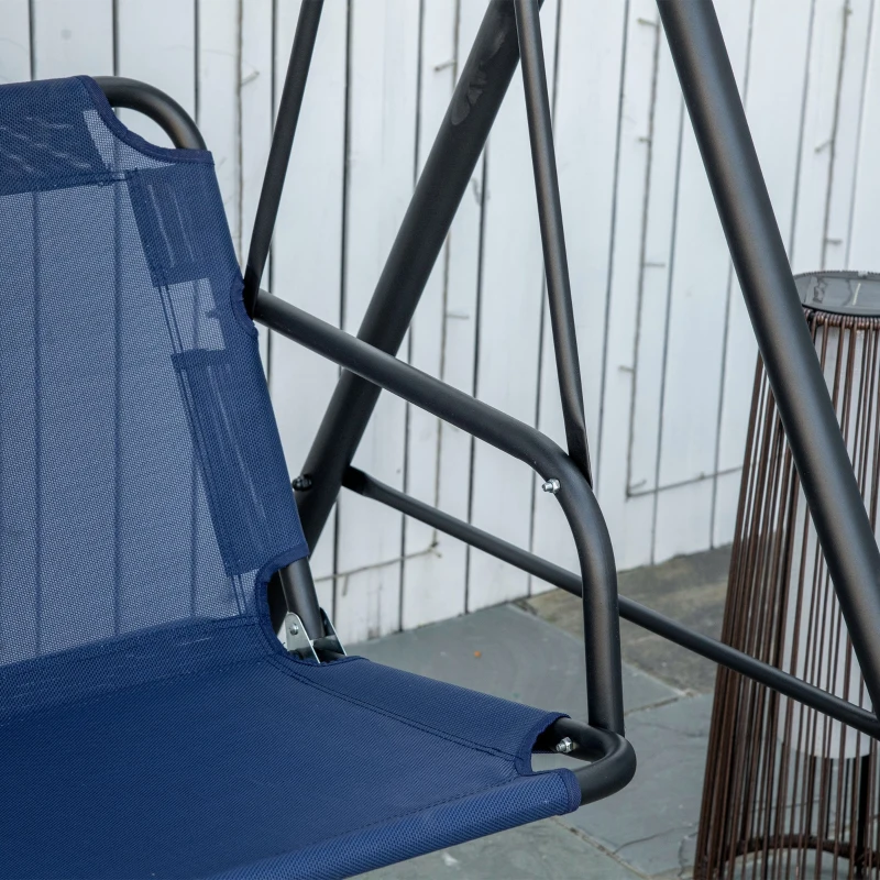 Outsunny Rede de Jardim 3 Lugares com Cobertura Ajustável Tecido Oxford e Aço Azul Escuro
