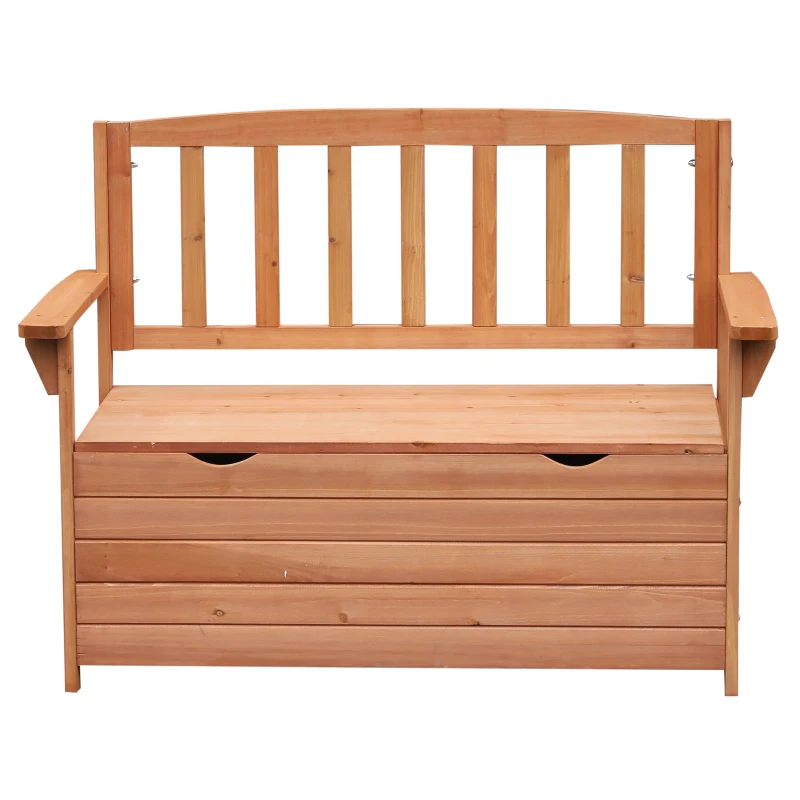 Outsunny Banco de Jardim em Madeira de Pinho com Baú de Armazenamento 112x58x84 cm
