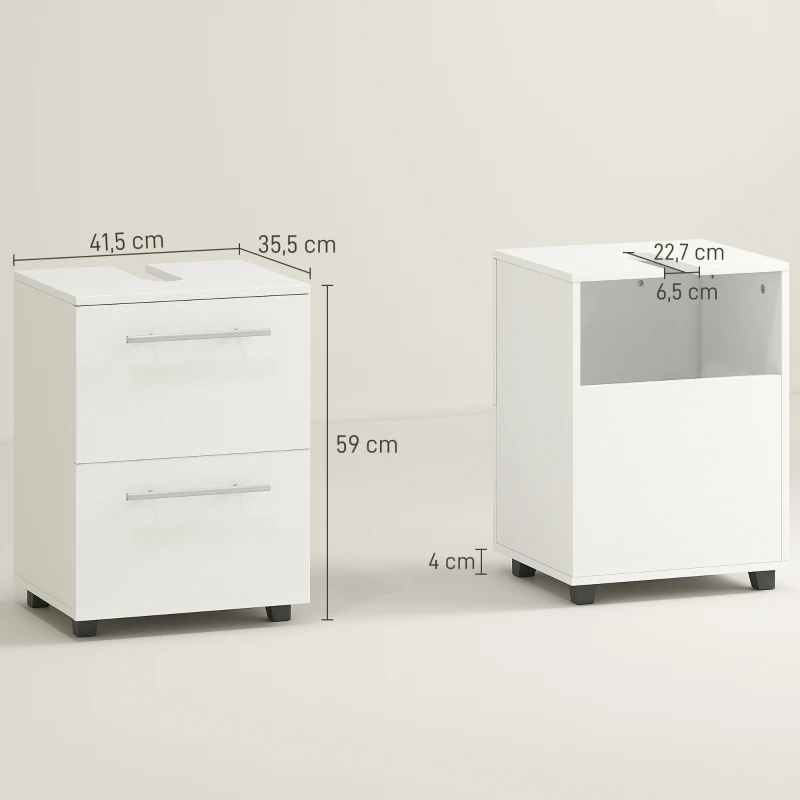 HOMCOM Móvel de Banheiro Pia com Gaveta Compacto Painel de Partículas Branco