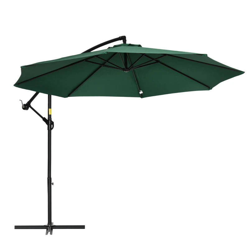 Outsunny Guarda Sol desportivo Hexagonal 2,9 m Reclinável com Manivela e Dispositivo de Rotação 360 ° Proteção UV Aço Verde