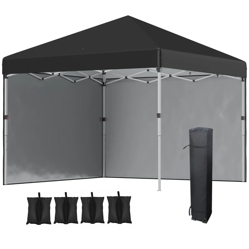 Outsunny Tenda Barraca de Jardim Pop Up Dobrável Ajustável em Altura Proteção UV 30 2 Paredes Laterais Saco de Transporte Incluído