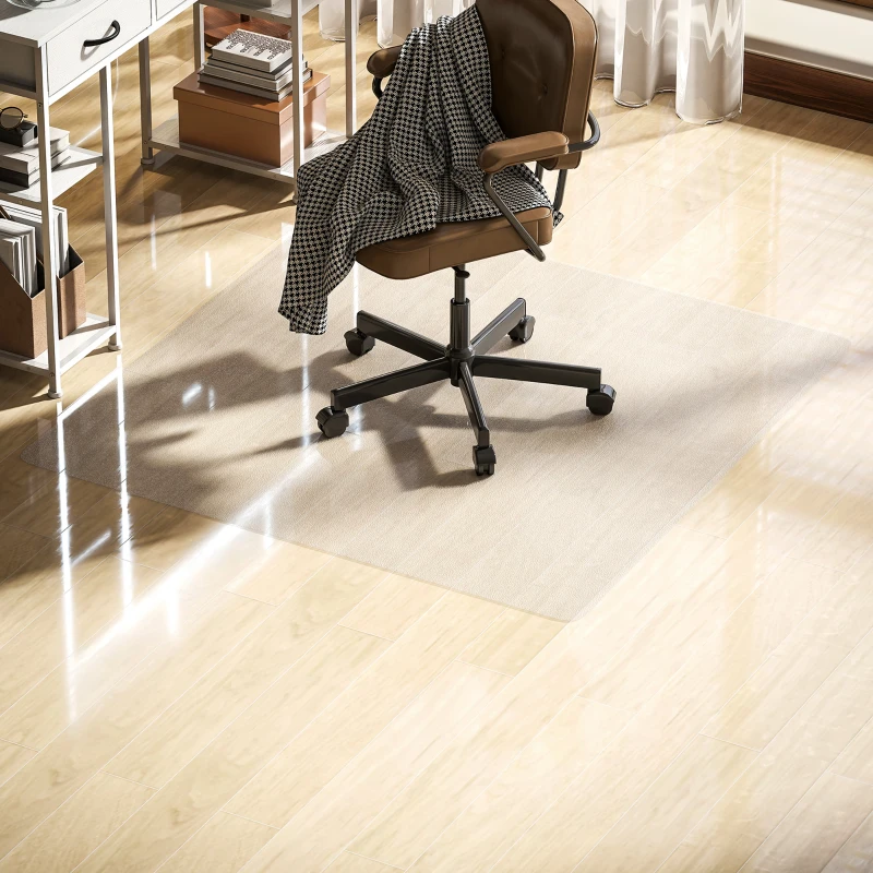 HOMCOM Tapis de chaise de bureau rectangulaire, antidérapants en plastique transparent 120x120cm