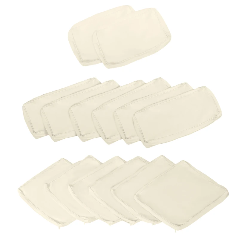 Outsunny Conjunto de 14 Capas de Almofada de Reposição para Móveis de Jardim 6 Capas de Assento 8 Capas de Encosto Poliéster Bege