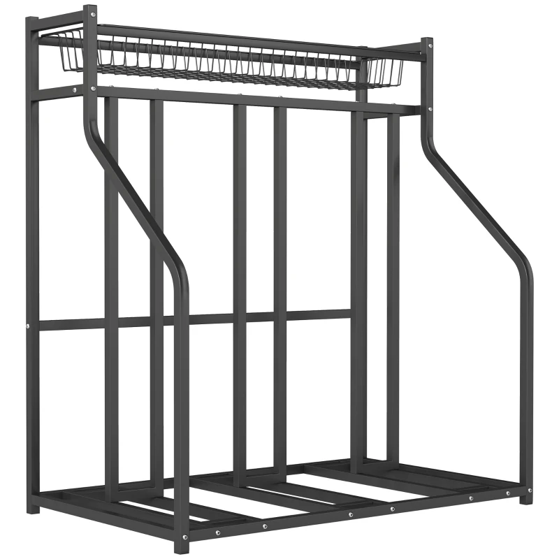 Sportnow Suporte de Bicicleta Suporte de Estacionamento para 3 Bicicletas com Cesta Superior 4 Ganchos 90x54x100 cm Preto