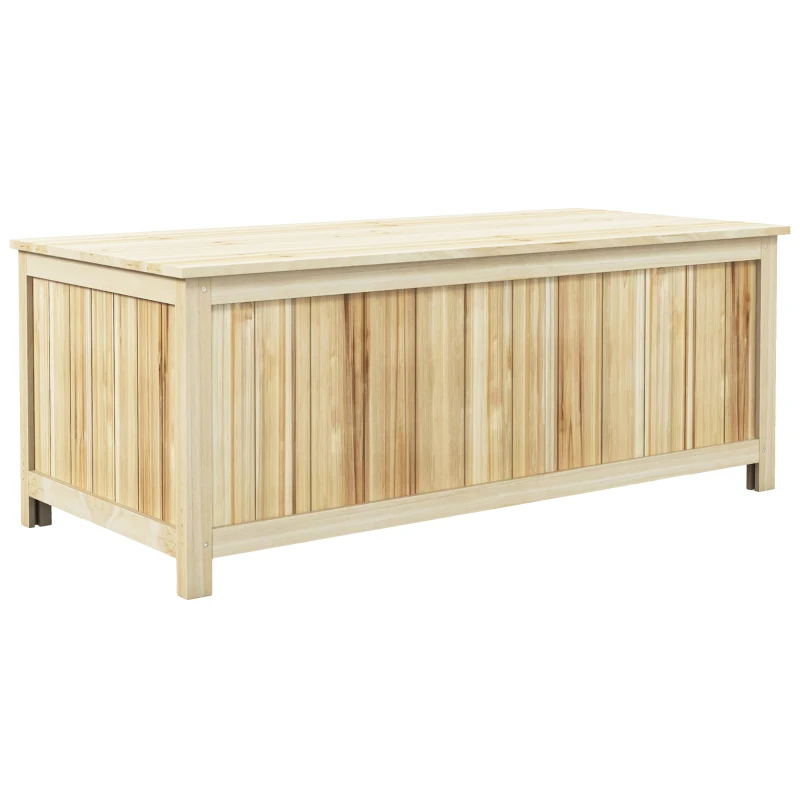Outsunny Baú de Armazenamento de Jardim em Madeira 172L com Amortecedores para Exterior 120x55x45 cm