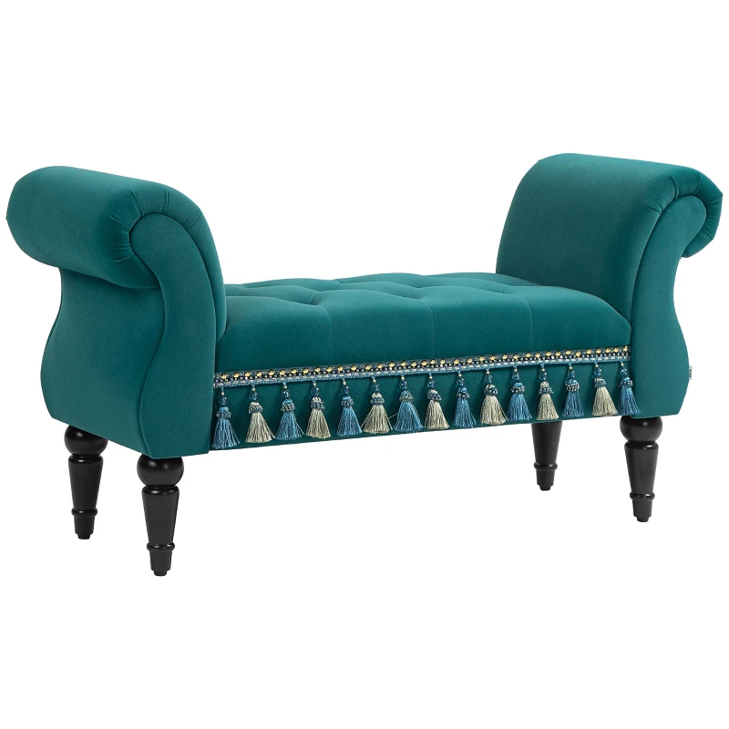 HOMCOM Banco Estofado Banco de Estar estilo Vintage Até 150 Kg 117x40x58 cm Verde