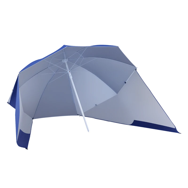 Outsunny Ombrellone Tenda Parasole 2 in 1 con Protezione UV 50, in Poliestere e Ferro, 2x2.2 m, Blu
