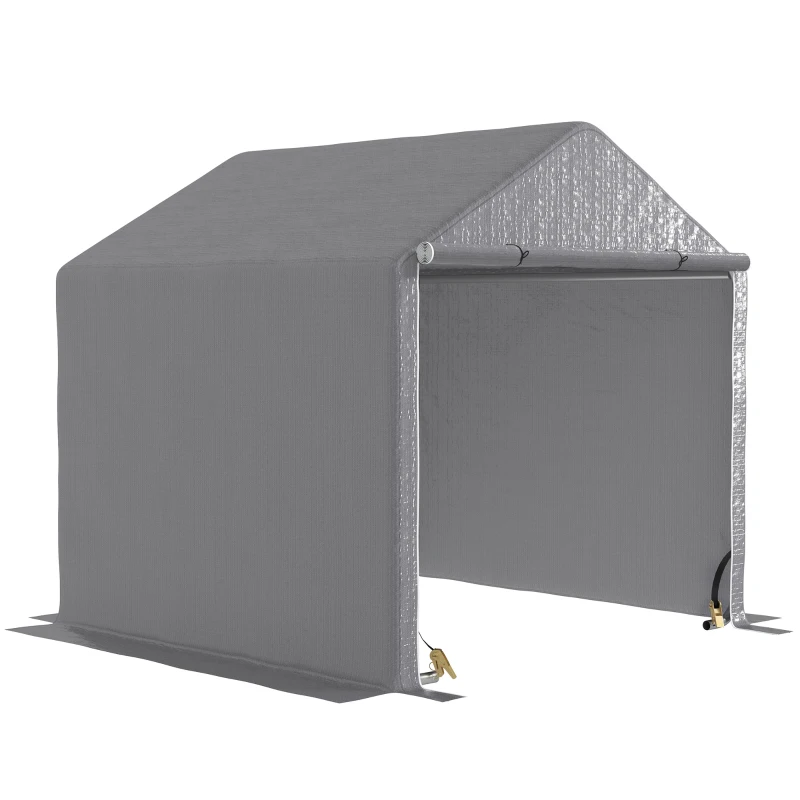 Outsunny Abrigo de Jardim 2x2x2 m bicicletas ao ar livre com Estrutura em Aço Galvanizado Impermeável e Resistente Aos Raios UV Cinza