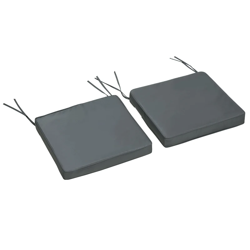 Outsunny Conjunto de 2 Almofadas de Cadeira de Jardim Externa Assento Removíveis Enchimento 5 cm Poliéster 45x45 cm Cinza Escuro