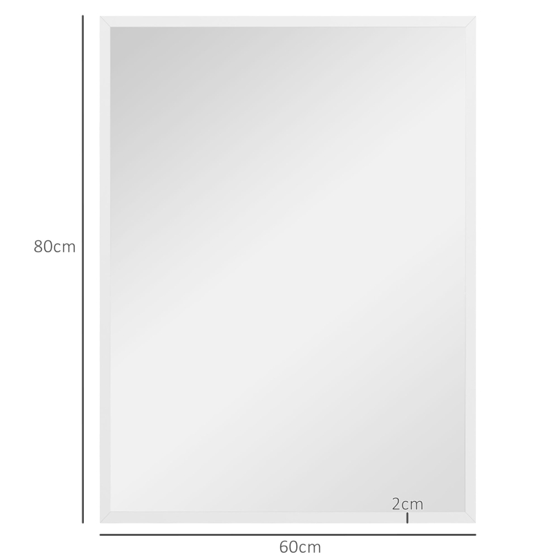 HOMCOM Espelho de Parede Retangular 60x80 cm Moldura em MDF Ideal para Banheiro Sala ou Quarto Branco