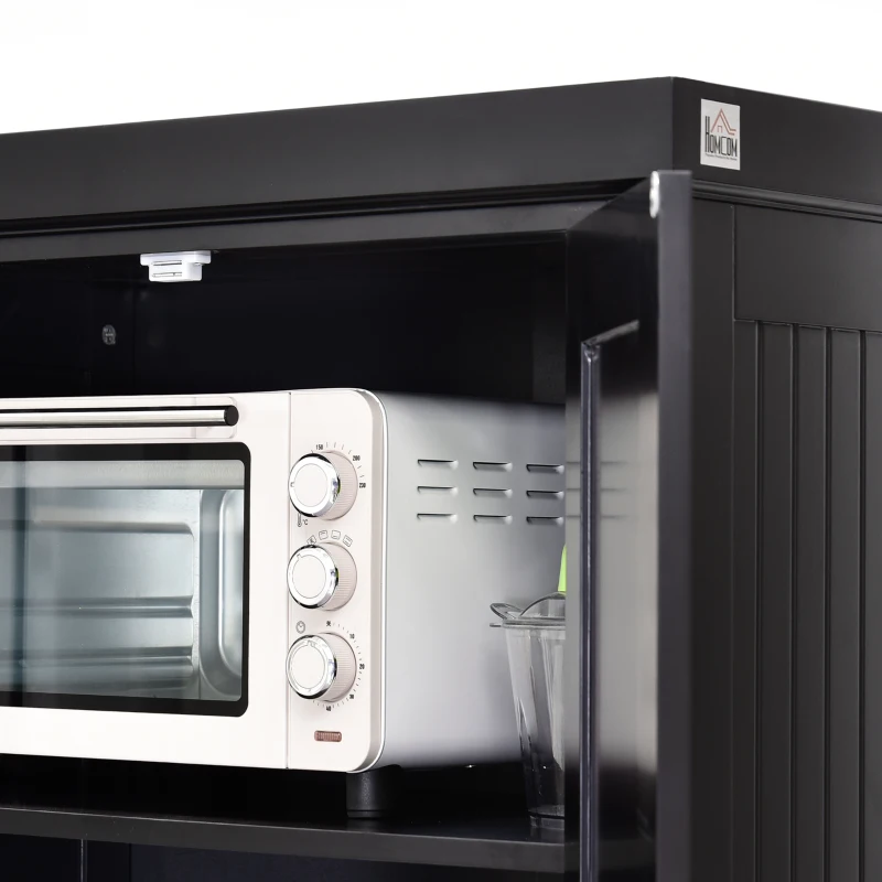 HOMCOM Armário de Cozinha Buffet Cozinha Multi Armazenamento Prateleiras Ajustáveis 4 Portas e Grande Gaveta 76,2x40,2x183 cm Preto