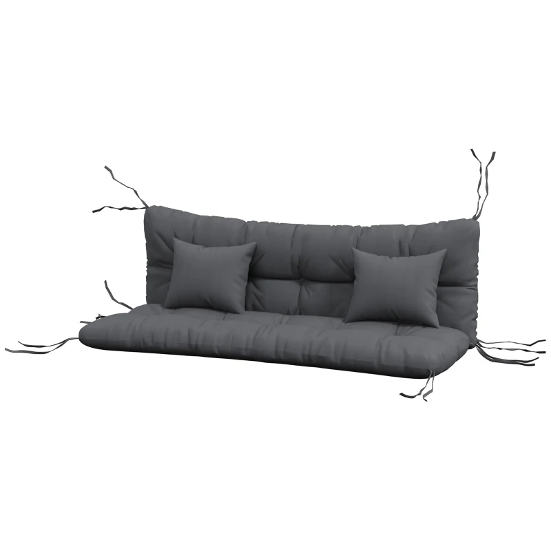Outsunny Conjunto de 4 Almofadas de Assento 150x50 cm Resistentes à Água com Fitas de Amarração 10 cm de Espessura Cinza Escuro