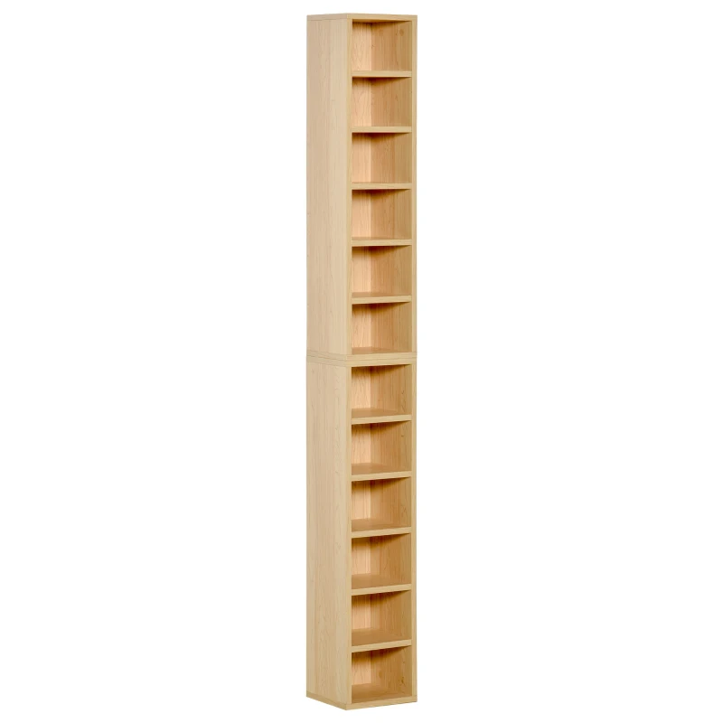 HOMCOM Conjunto de 2 Prateleiras Colunas Armário de Armazenamento CD DVD 6 6 Compartimentos 21x19x88 cm Máx. 160 CD Cor Faia