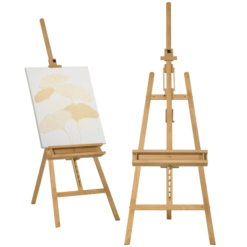 Vinsetto Cavalete de Pintura Dobrável em Faia com Altura e Ângulo Ajustáveis 65x110x180-235 cm