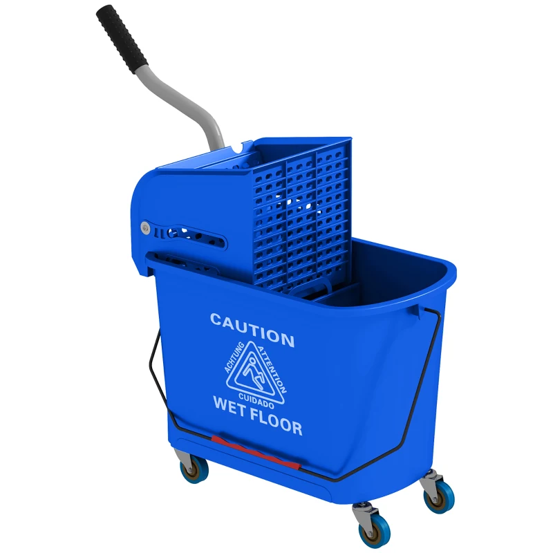 HOMCOM Carrinho de Limpeza com Espremedor e Separador de Água de 20 L para Tarefas Domésticas Azul 60x27x70,5 cm