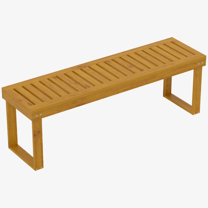 Outsunny Banco de Jardim Banco em Madeira de Pinho 2 Lugares Banquinho de Jardim Assento em Ripas 132x34x43 cm Madeira Natural