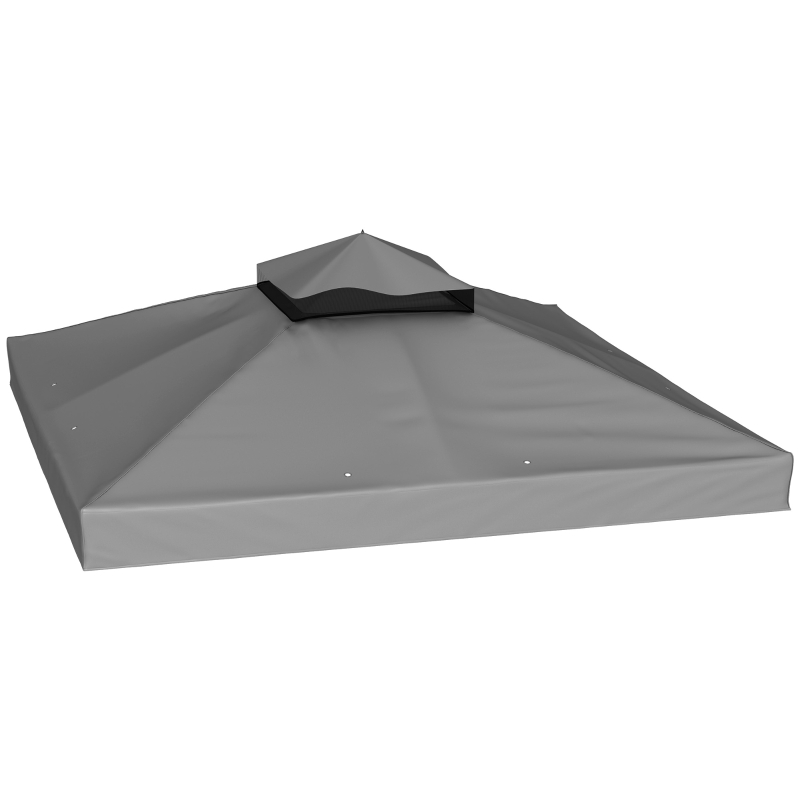 Outsunny Tecido para Pérgola 3x3 m Tecido de Substituição Pérgola de 2 Níveis Proteção UPF30 Orifícios de Drenagem Cinzento Escuro