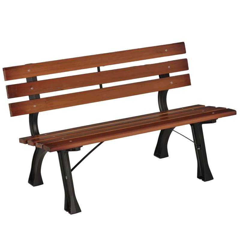 Outsunny Banco de Jardim Exterior 2 Lugares em Alumínio e Ripas de Madeira 120x57x70 cm