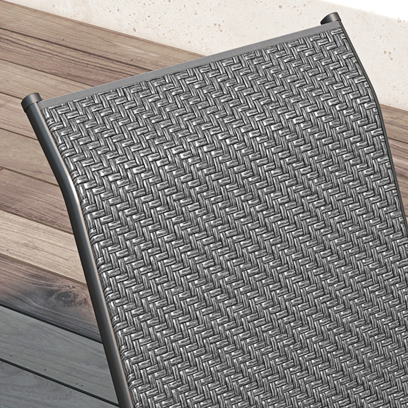 Outsunny Conjunto de 4 Cadeiras de Jardim Empilháveis Cadeira de Exterior Braços e Revestimento em Resina Trançada com Efeito de Vime