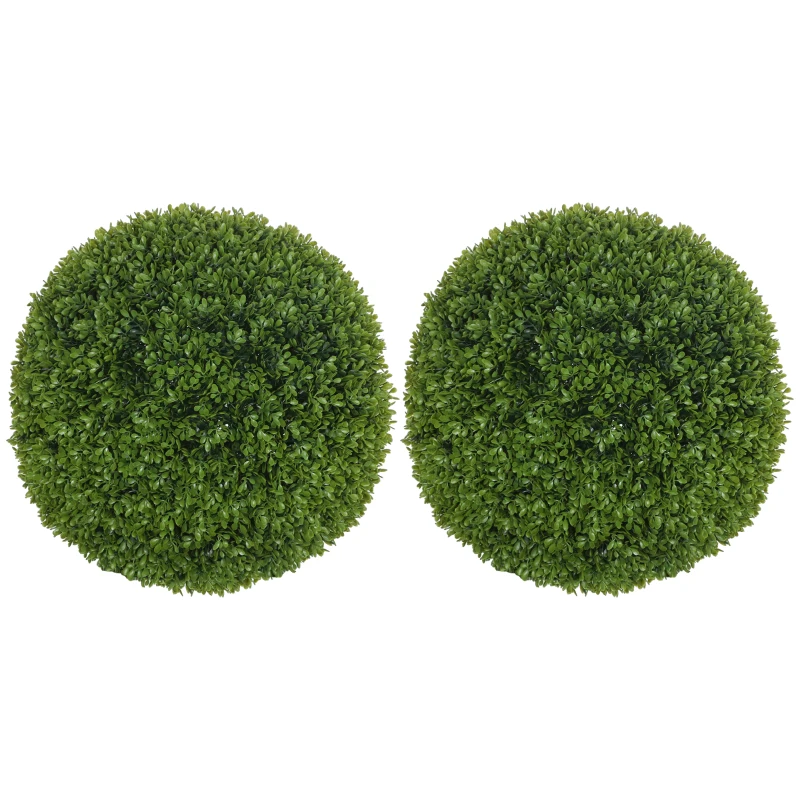 HOMCOM Conjunto de 2 Bolas de Buxo Artificial de 40 cm decoração para Interior ou Exterior Verde Escuro