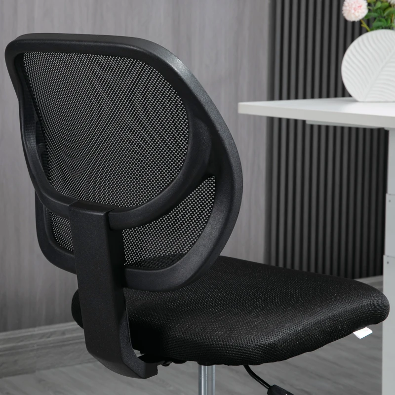 Vinsetto Cadeira de Escritório com Assento Alto em Malha Altura Ajustável 50-70 cm com Apoio de Pés Giratório 360° Preto