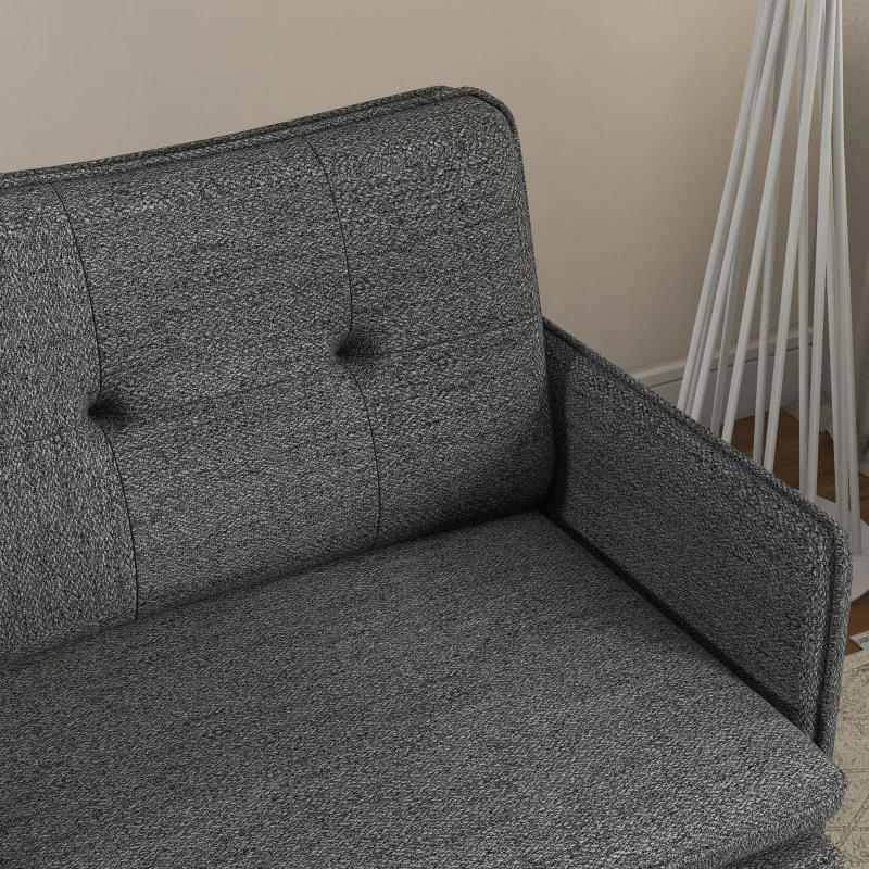 HOMCOM Poltrona Escandinava com Encosto Capitonê e Vivo em Tecido 76x68x80 cm Cinza e Pernas em Metal Preto e Dourado