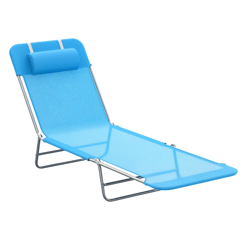 Outsunny Lettino Prendisole Pieghevole con Schienale Reclinabile e Cuscino, 182x56x24.5cm