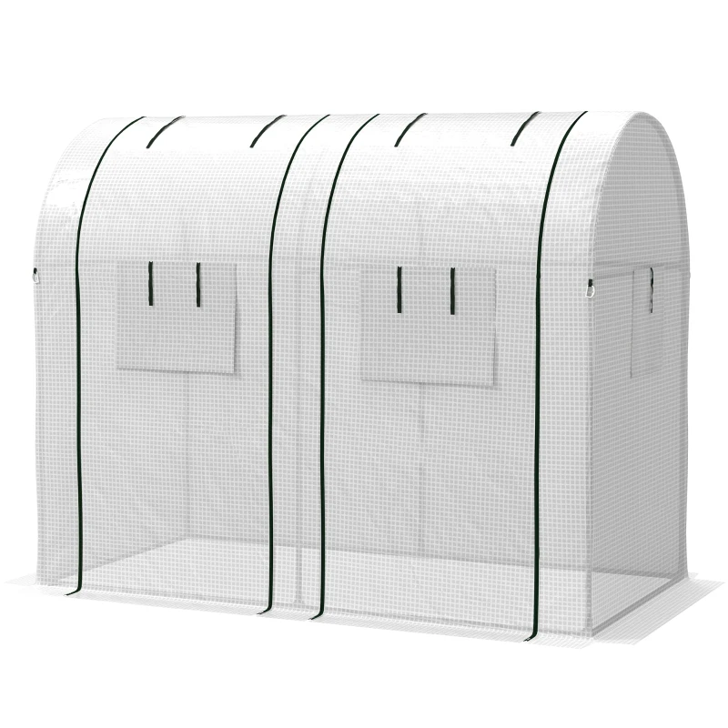 Outsunny Estufa de Jardim 1,8 ㎡ Estufa para Tomates 2 Portas com Zíper Enroláveis 4 Janelas Enroláveis Aço PP 135 g/㎡ Branco